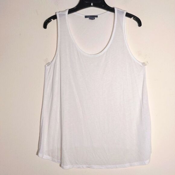 Vince Women's 100% Viscose Dressy Relaxed Scoop Neck Tank Top White Size L EUC - Picture 3 of 10
